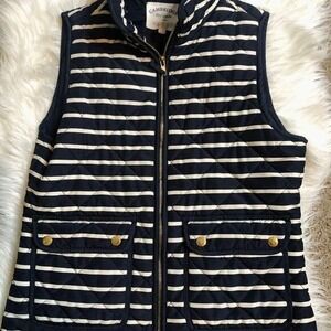Cambridge Dry Goods Striped Quilted Vest Womens Nautical Coastal